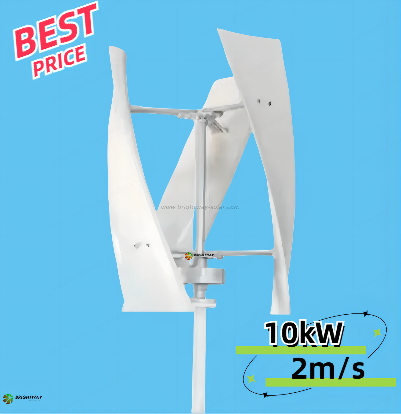 Brightway 10kW Generador de molino de viento vertical de bajo ruido 2KW-10KW