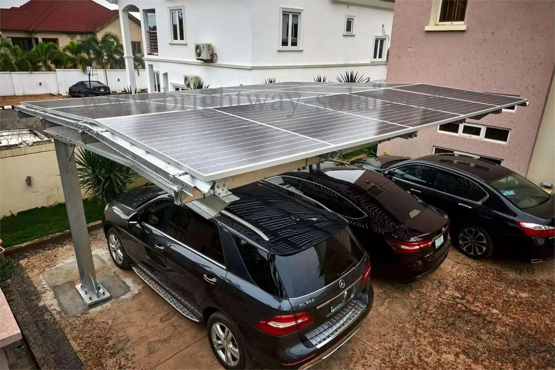 Brightway Venta solar en caliente Sistema de montaje de cochera de doble vidrio bifacial solar para áreas residenciales