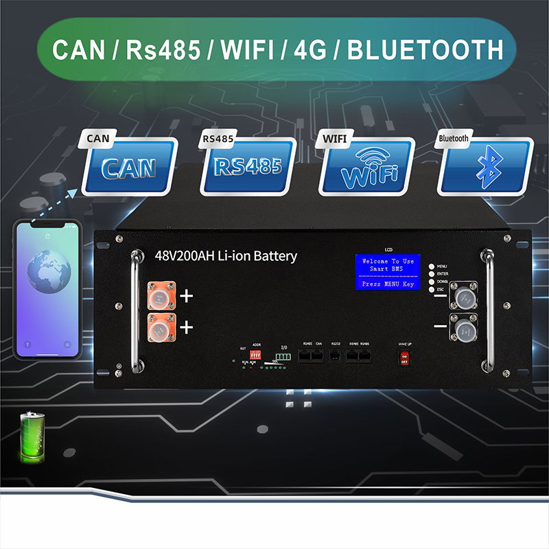 Batería de litio 48V200AH 51.2V 200AH Paquete de batería Sistema de almacenamiento de iones de litio