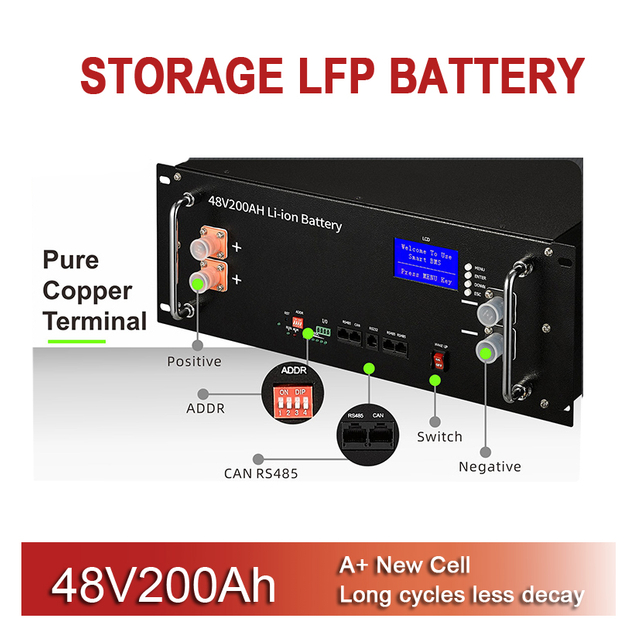 Batería de litio 48V200AH 51.2V 200AH Paquete de batería Sistema de almacenamiento de iones de litio